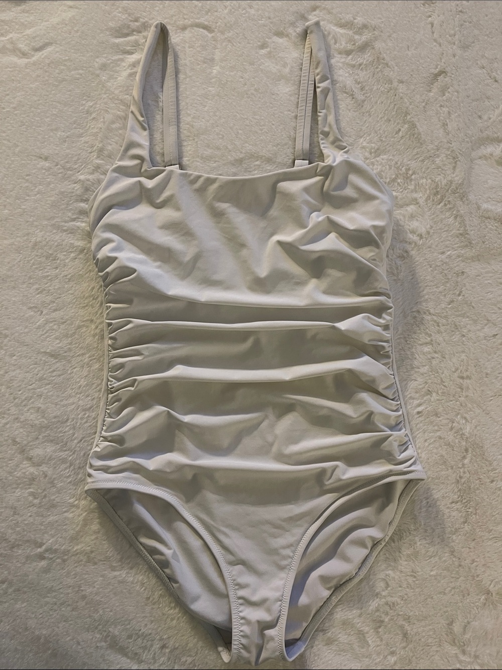 Athleta  Women’s White Ruched One-Piece Swimsuit SZ M
